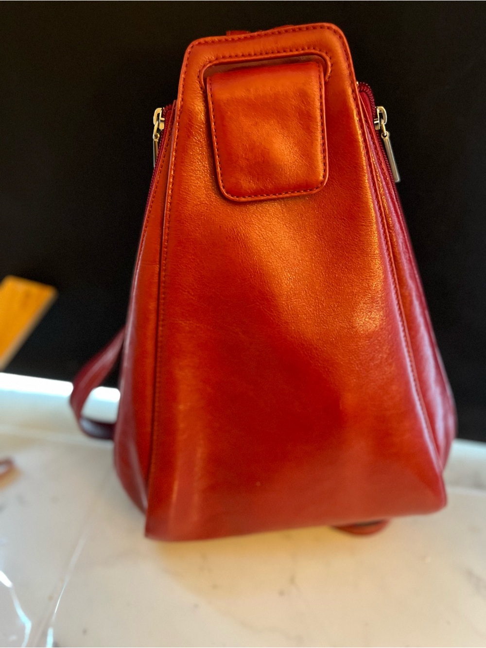 Red Leather Women’s Sling Bag/Backpack